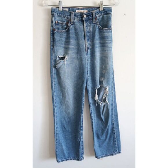 Levi's Ribcage Straight Ankle Blue Jeans - Size 25 - Picture 1 of 7